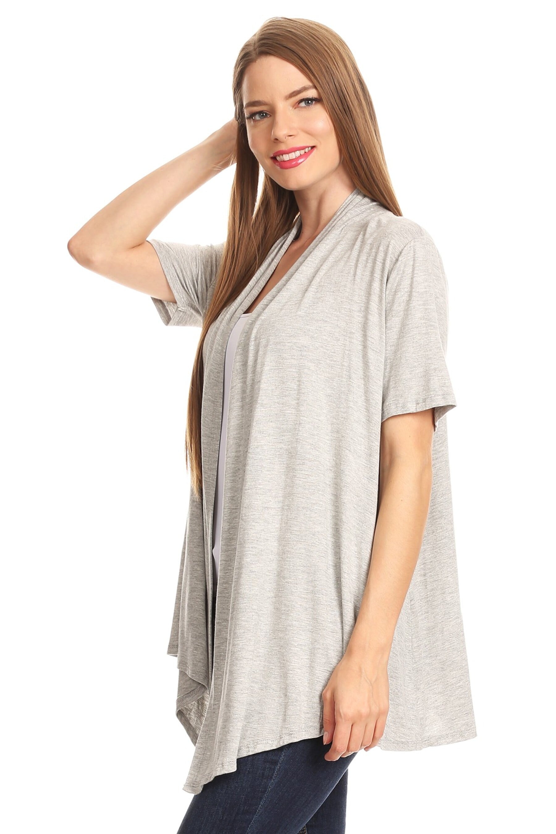 Casual Open Front Short Sleeve Cardigan