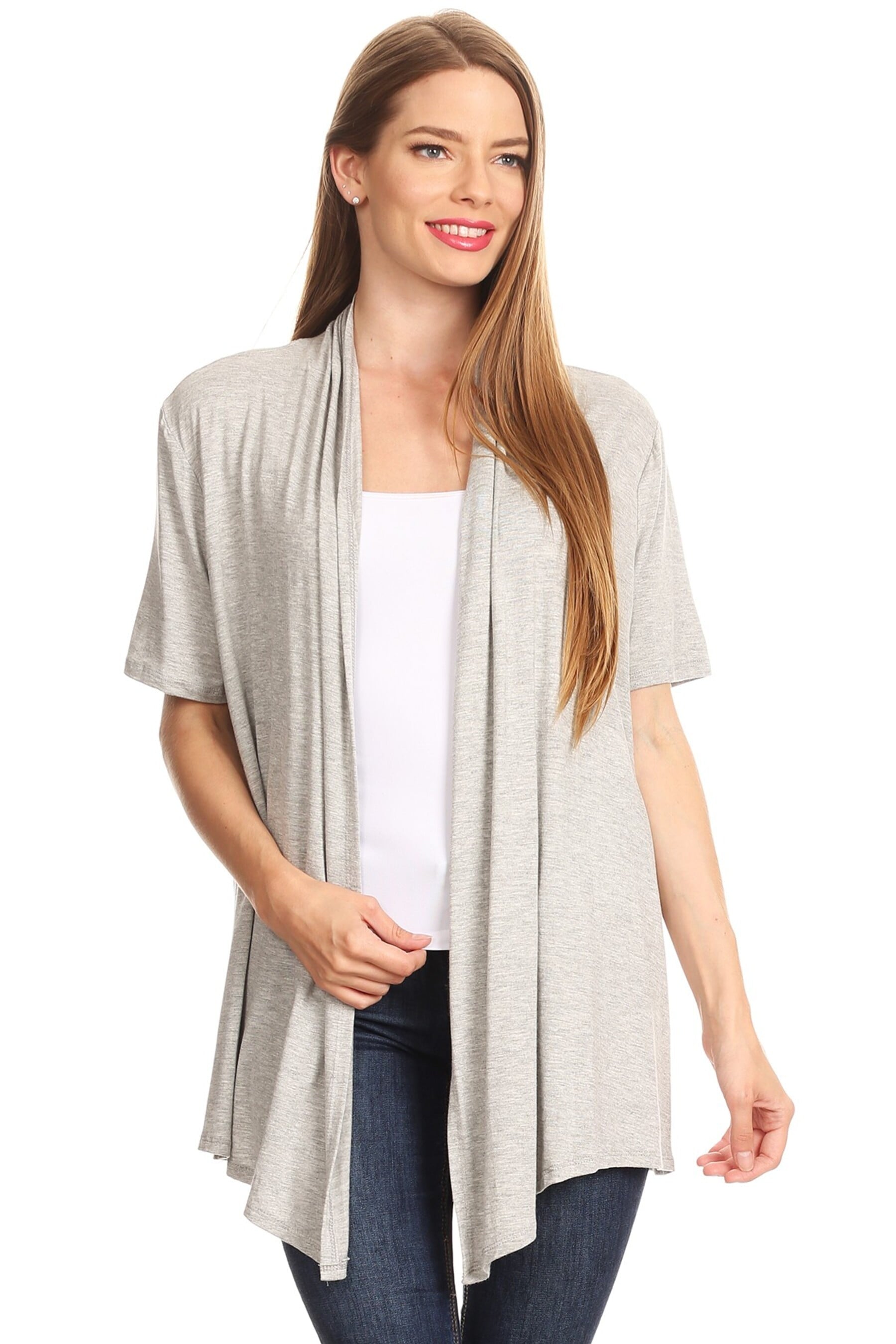 Casual Open Front Short Sleeve Cardigan