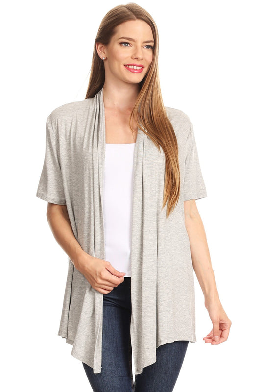 Casual Open Front Short Sleeve Cardigan